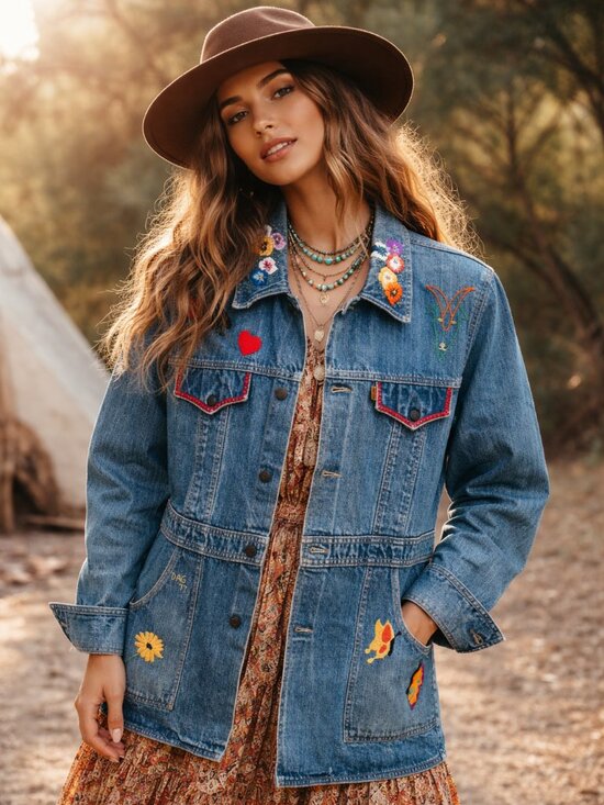 Free People Jackets & Blazers - FREE PEOPLE x Levi's Embroidered Denim Jacket - EXCLUSIVE!